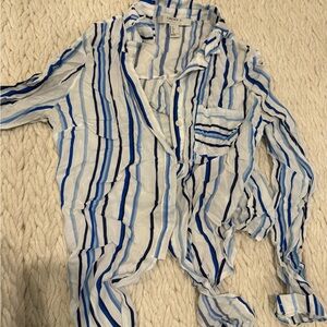 Blue and White Striped Button-Up Shirt